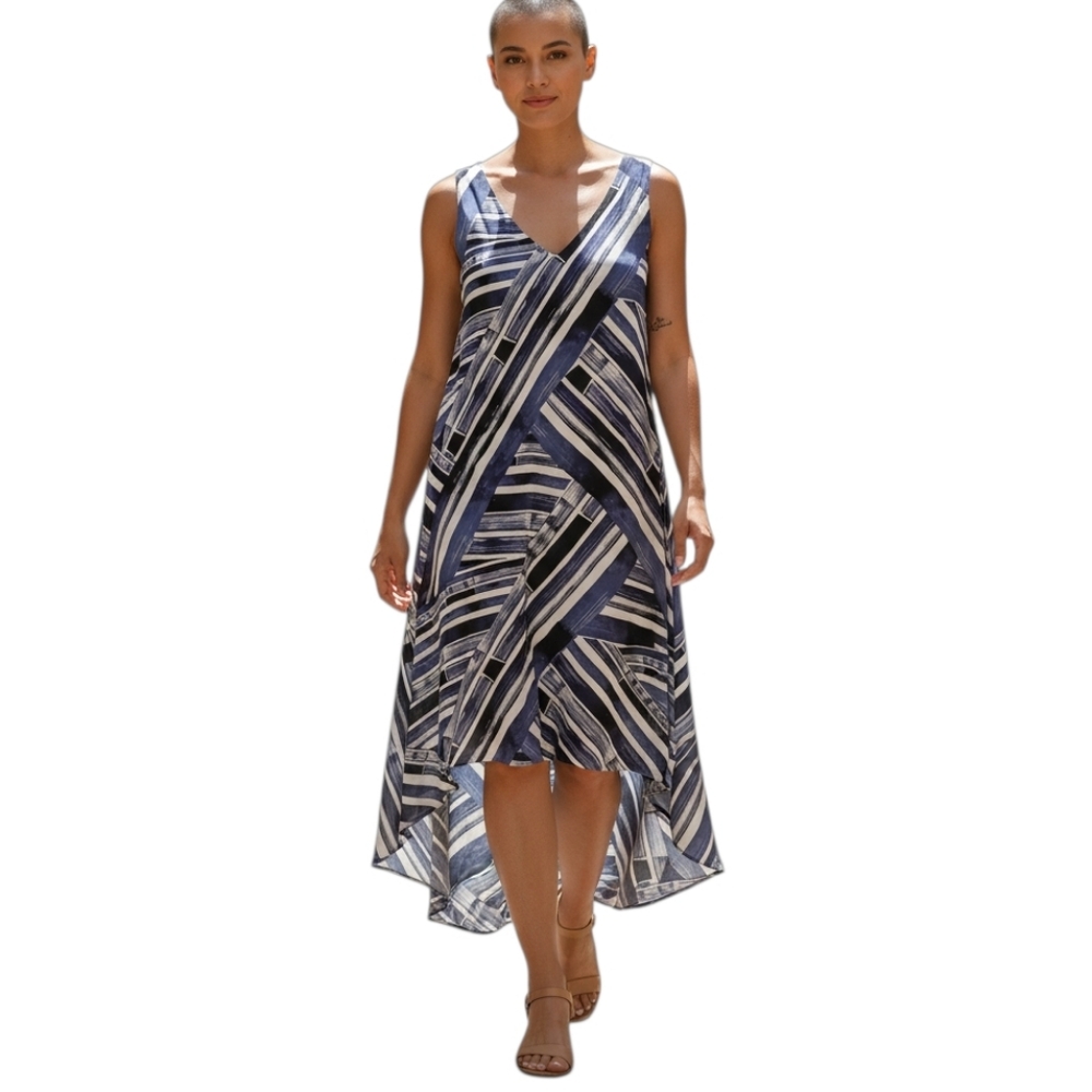 Dana Buchman Striped Blue and White Women's Dress